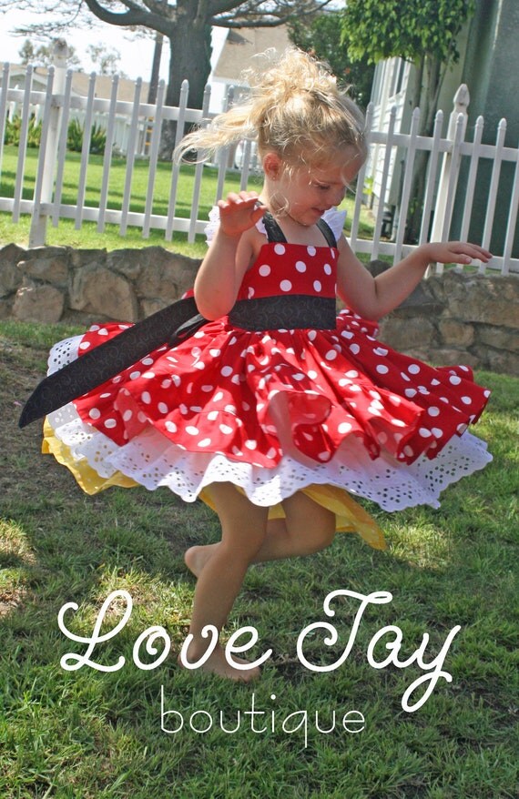 Girls dress "Minnie Mouse" boutique hand made 12 month to 7...Love Tay Boutique