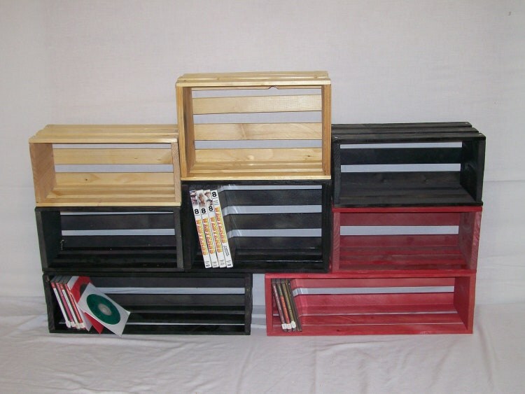 CD storage Crate Rustic Wood Center Piece Wood by HummelCreations