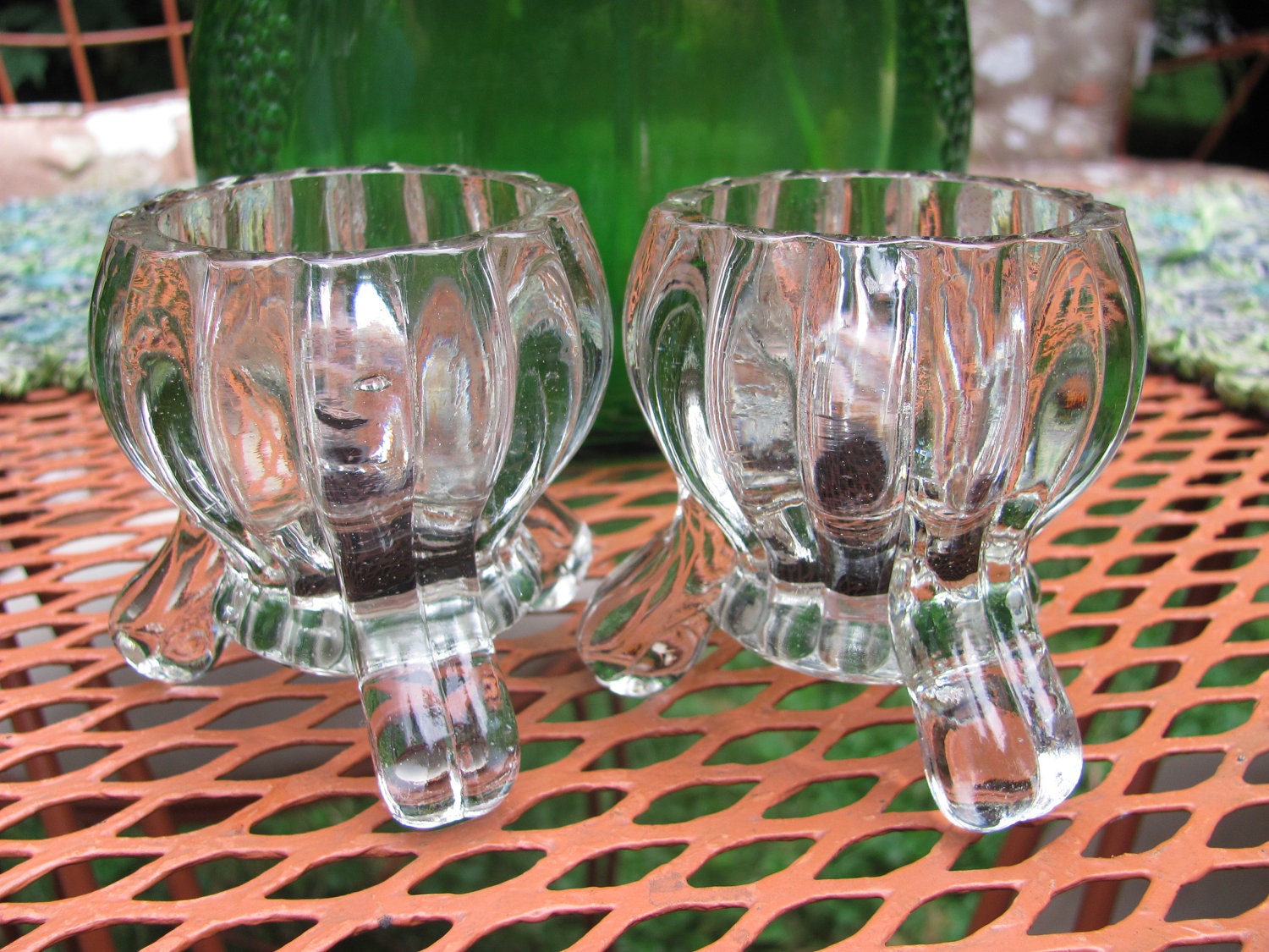 Vintage Clear Glass Ribbed Candle Holders by MamabirdsVintage