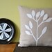 Hand Printed Linen Decorative Pillow Case in Our Summer Leaf Design in Oatmeal and White fits a 16 x 16 pillow form