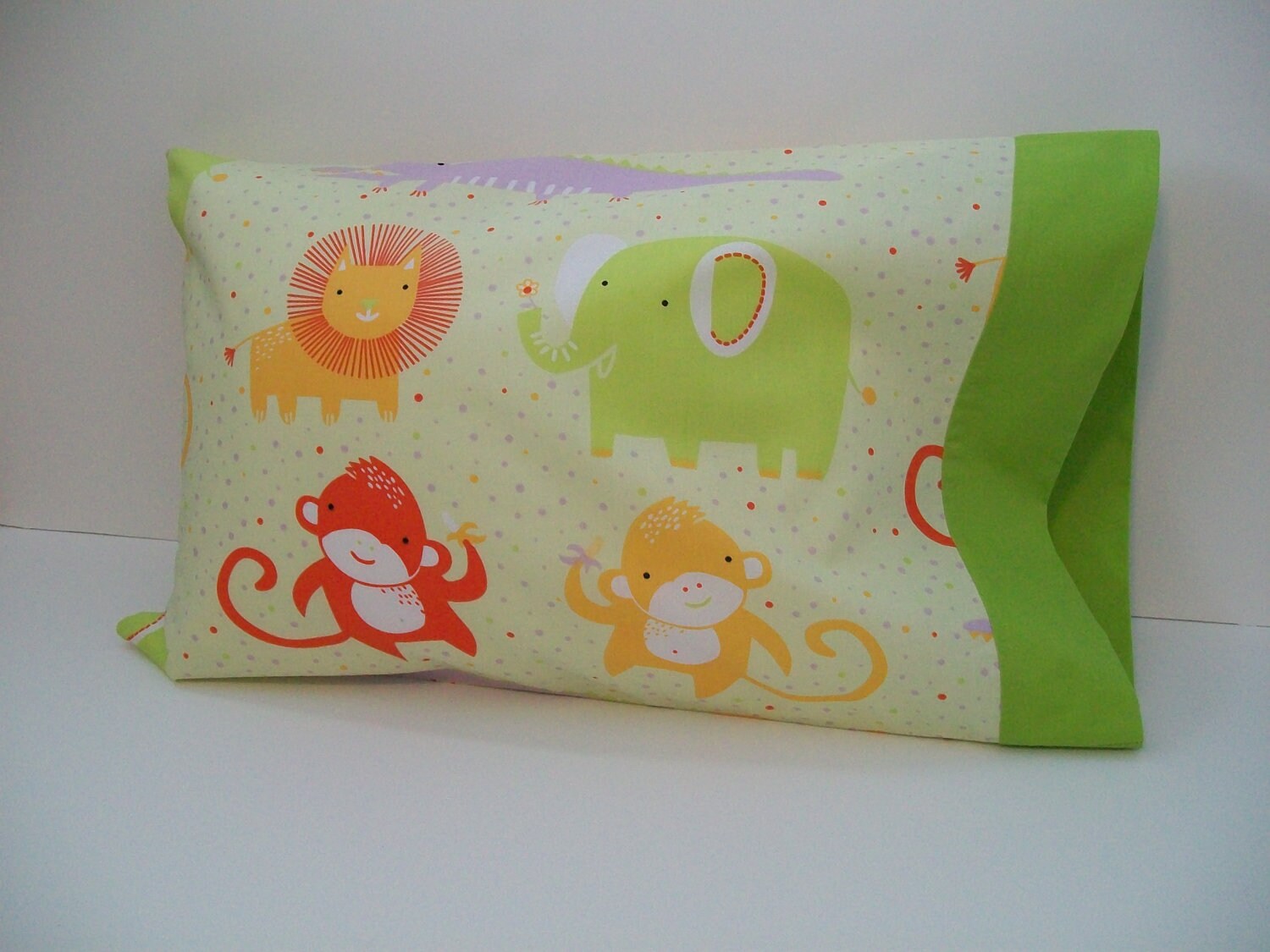 Organic Cotton Pillow Case Safari Dreams Green Gender