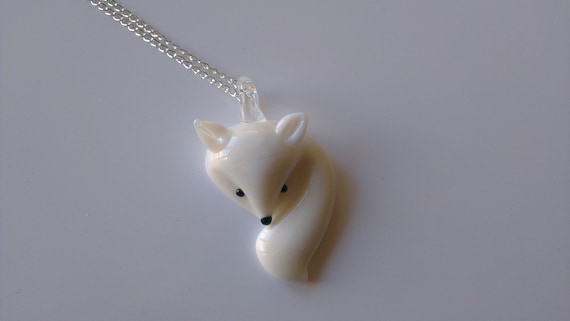 Glass Arctic Fox Necklace