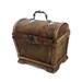 AHOY rustic pirate treasure chest WOOD & wicker Vintage keepsake, Nautical wooden box, Brass latch, metal handle, hinge