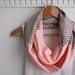 Infinity Circular Scarf, Tan and Pink Color Block Loop Scarf