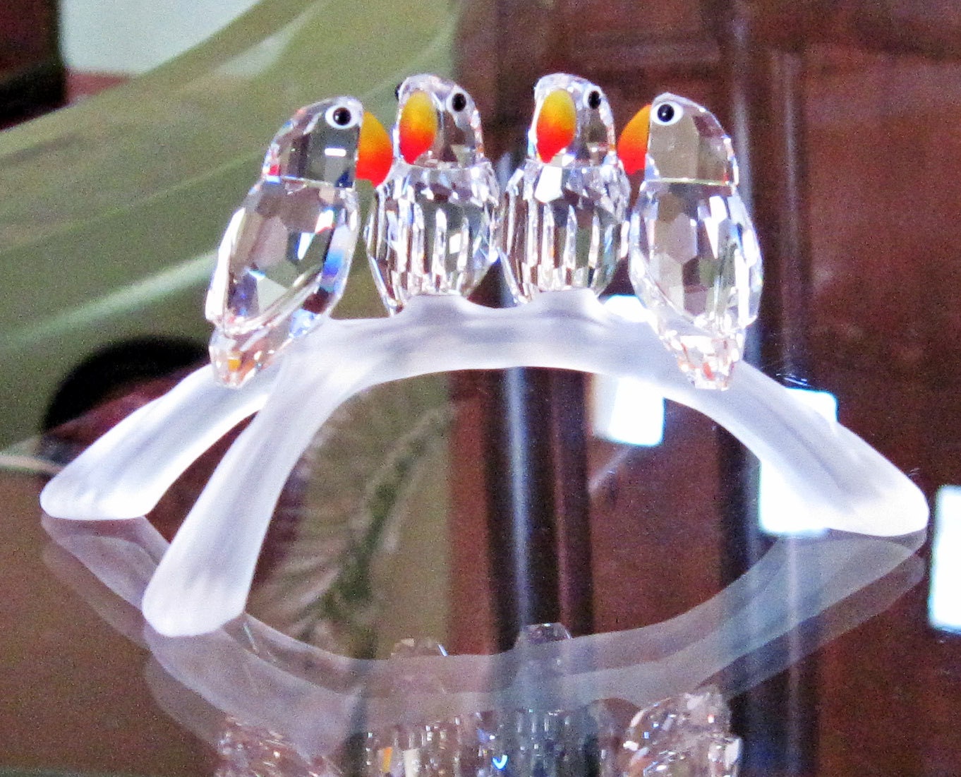 Swarovski Crystal Large 4 long 4 Parrots Birds or