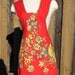 Vintage Apron Bright Red Yellow and Green Rooster or Chicken