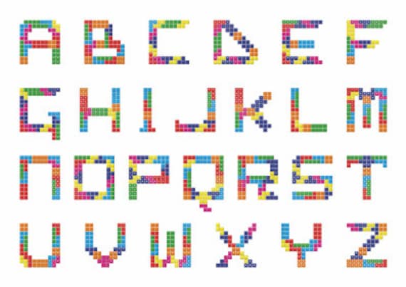 Items similar to Tetris Alphabet Letters Art Print, A3 size (16in x ...
