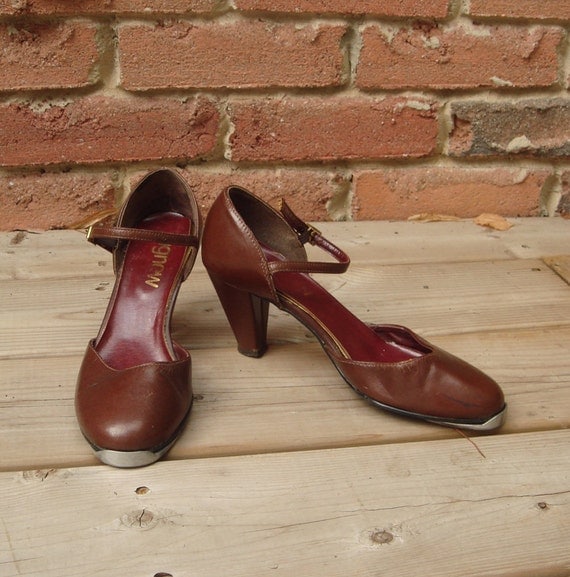 Brown Leather High Heeled Tap Shoes