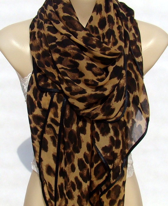 Fashion classic Brown Leopard Print Scarf large size by xyuezw