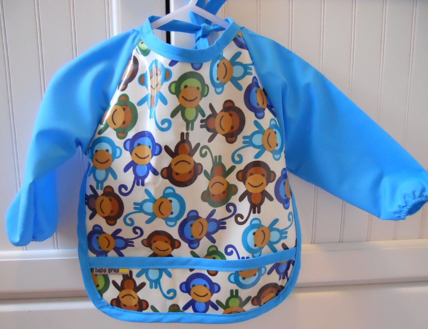 RESERVED FOR CHERIE Baby Bib with Sleeves Urban by babygraybee