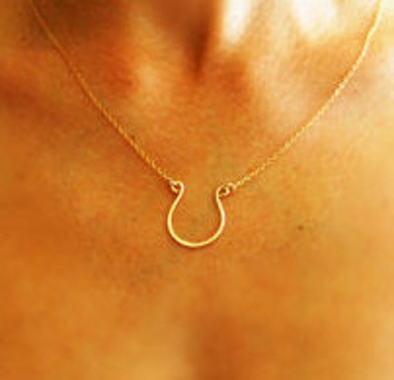 Horseshoe necklace bridesmaid necklace lucky charm necklace