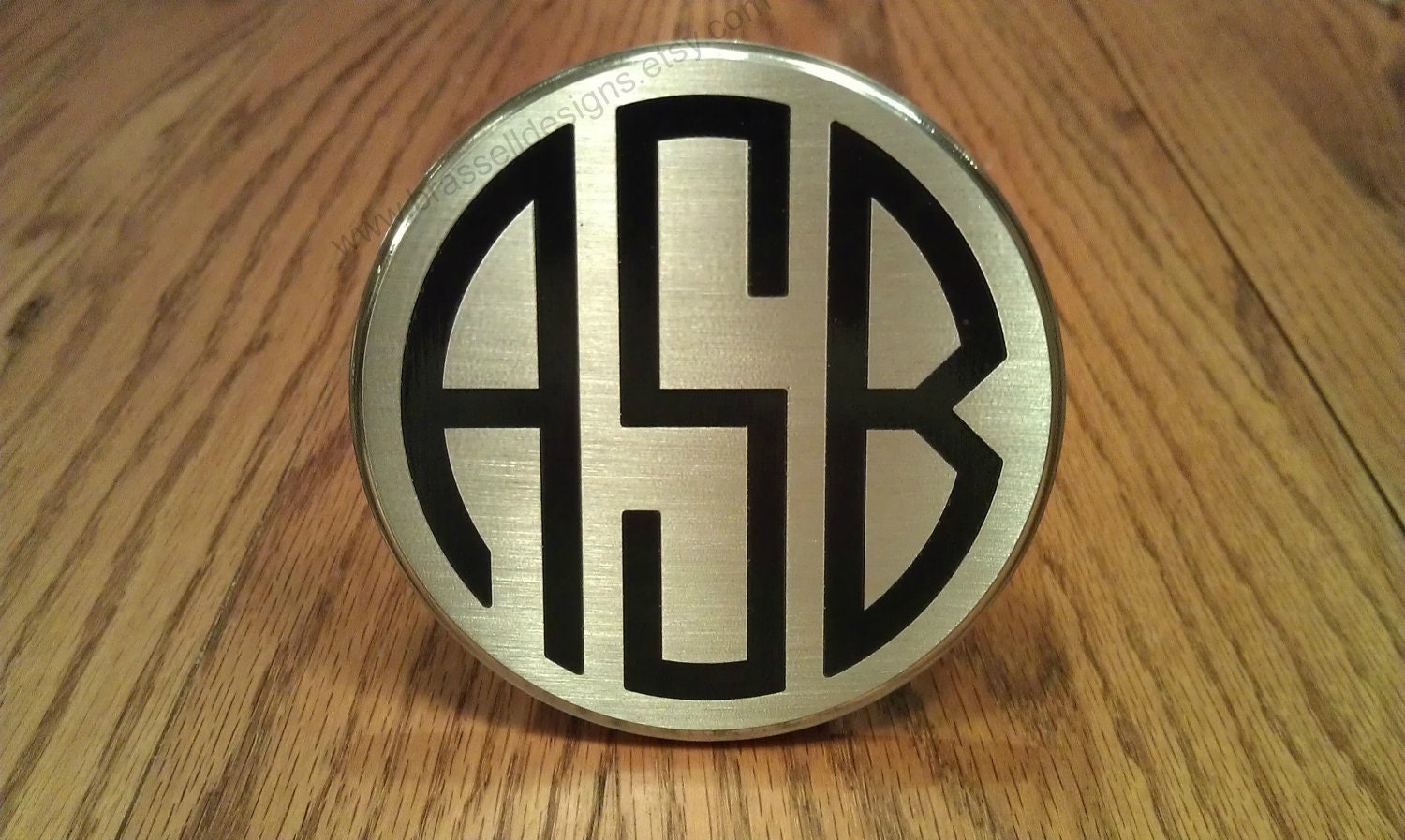 Circle monogram hitch cover