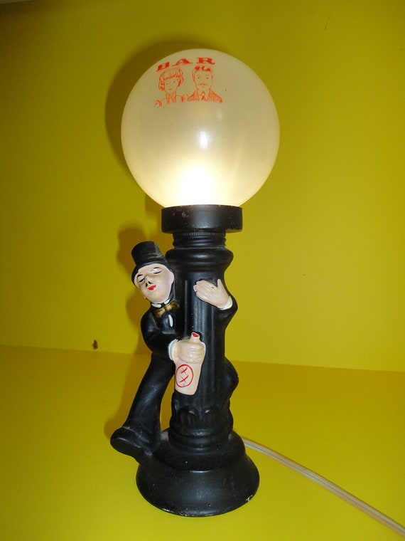 Vintage Bar Lamp Drunk Man Hanging Off A Lamp Post