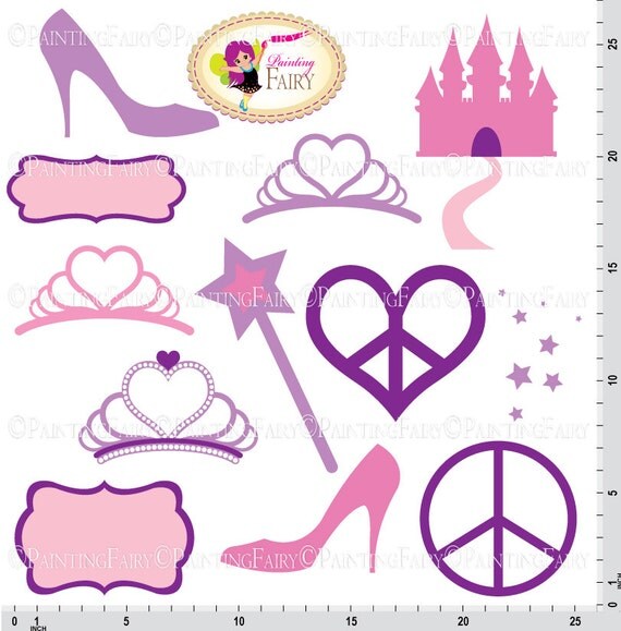 Princess Accessories Clipart Tiara Castle Peace Love Heart