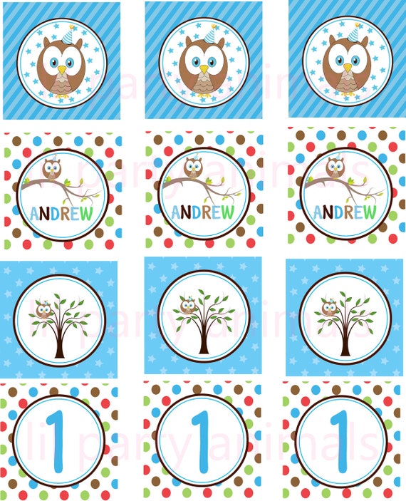 Items similar to DIY Printable Owl Cupcake Toppers on Etsy