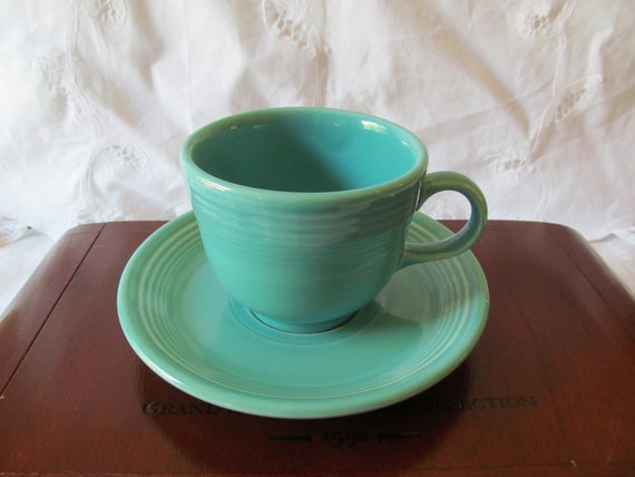 cup Fiestaware Turquoise saucer  fiestaware Vintage Saucer and vintage Cup