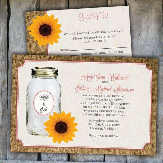 Mason Jar And Burlap Wedding Invitations 8