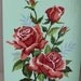 Vintage Paint by Number Oil Painting Red Roses Aqua Back