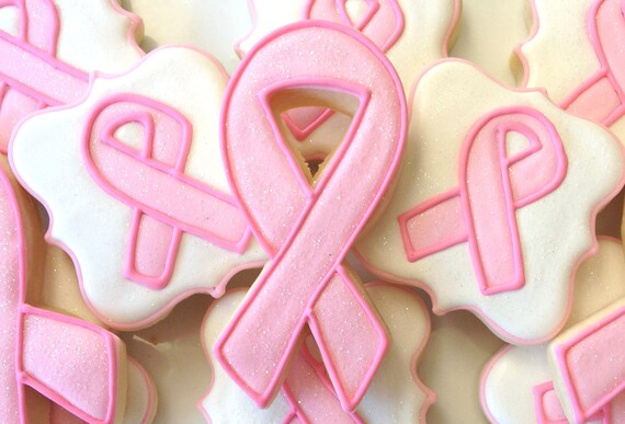 Items Similar To 1 Dozen Pink Breast Cancer Awareness Ribbon Cookies On Etsy