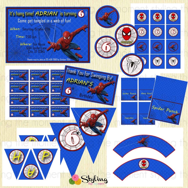 Spiderman Printable Set by Stylingthemoment on Etsy