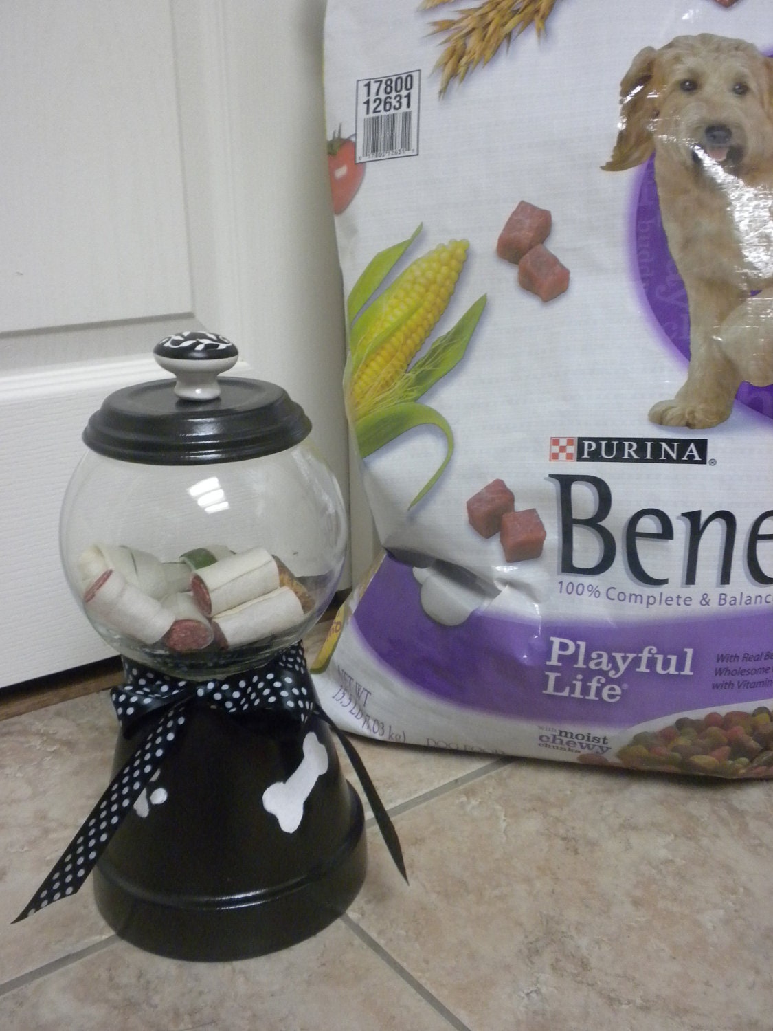 Faux Gumball Machine designed for dog treats/food