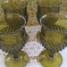 Vintage set of 6 avocado/olive green diamond point goblets