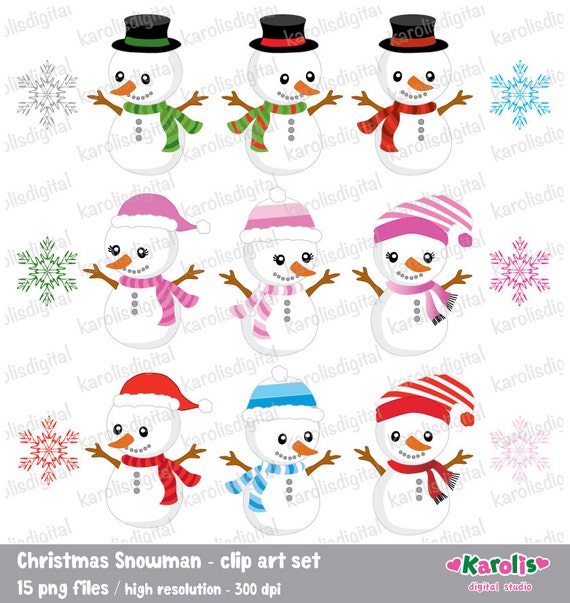 Christmas Snowman Digital Clip art set boy and girls | Etsy