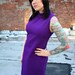 1960s or 1970s Sleeveless Royal Purple Mod Dress with Mock Turtleneck