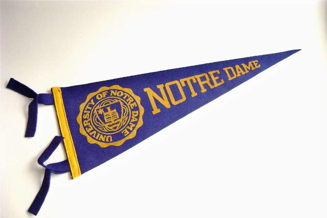 Vintage Notre Dame Pennant Sports Collectible Football