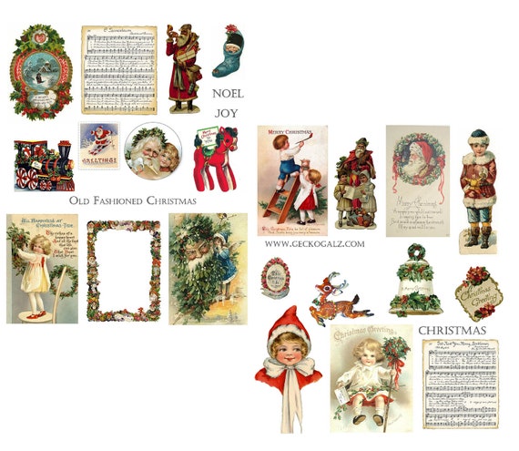 Old Fashioned Christmas Digital Collage Sheets