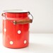 SALE 10% 0FF - Vintage Enamel Milk Can - Tangerine polka dot