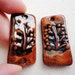 Set of 2 Ceramic Pendant and Connector, Rustic Style, Burnt Orange, Black, Rectangular, Fall, Botanical Theme, Jewelry Making Supply