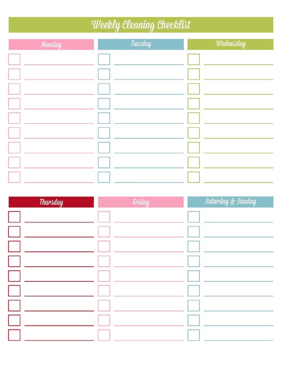 Items similar to Daily Cleaning Checklist Editable Printable PDF ...