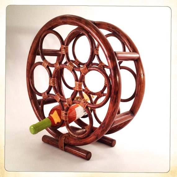 bentwood wine rack holder rattan round boho by ...