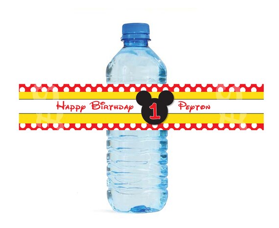 Mickey Mouse themed Water Bottle Labels - Customized Digital File Il_570xn