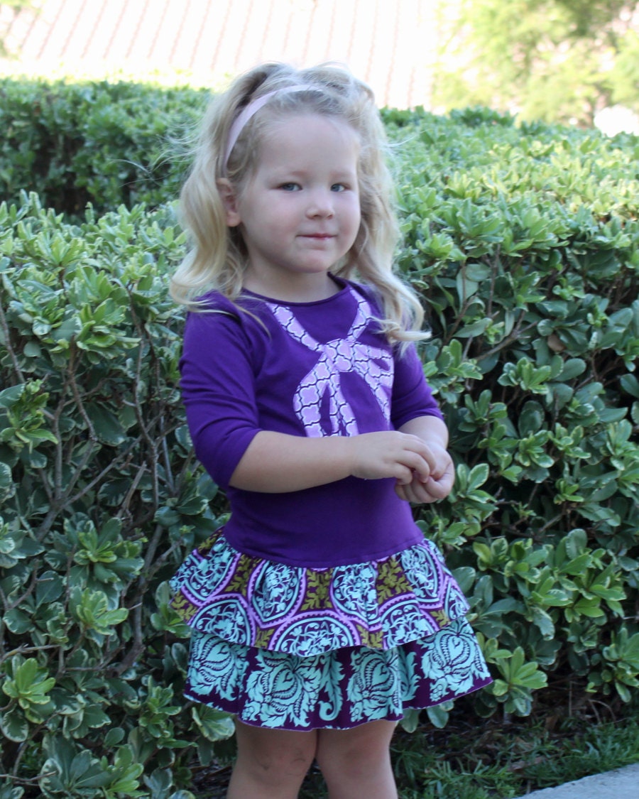 Girls t-shirt dress pattern pdf ruffle skirt easy school dress