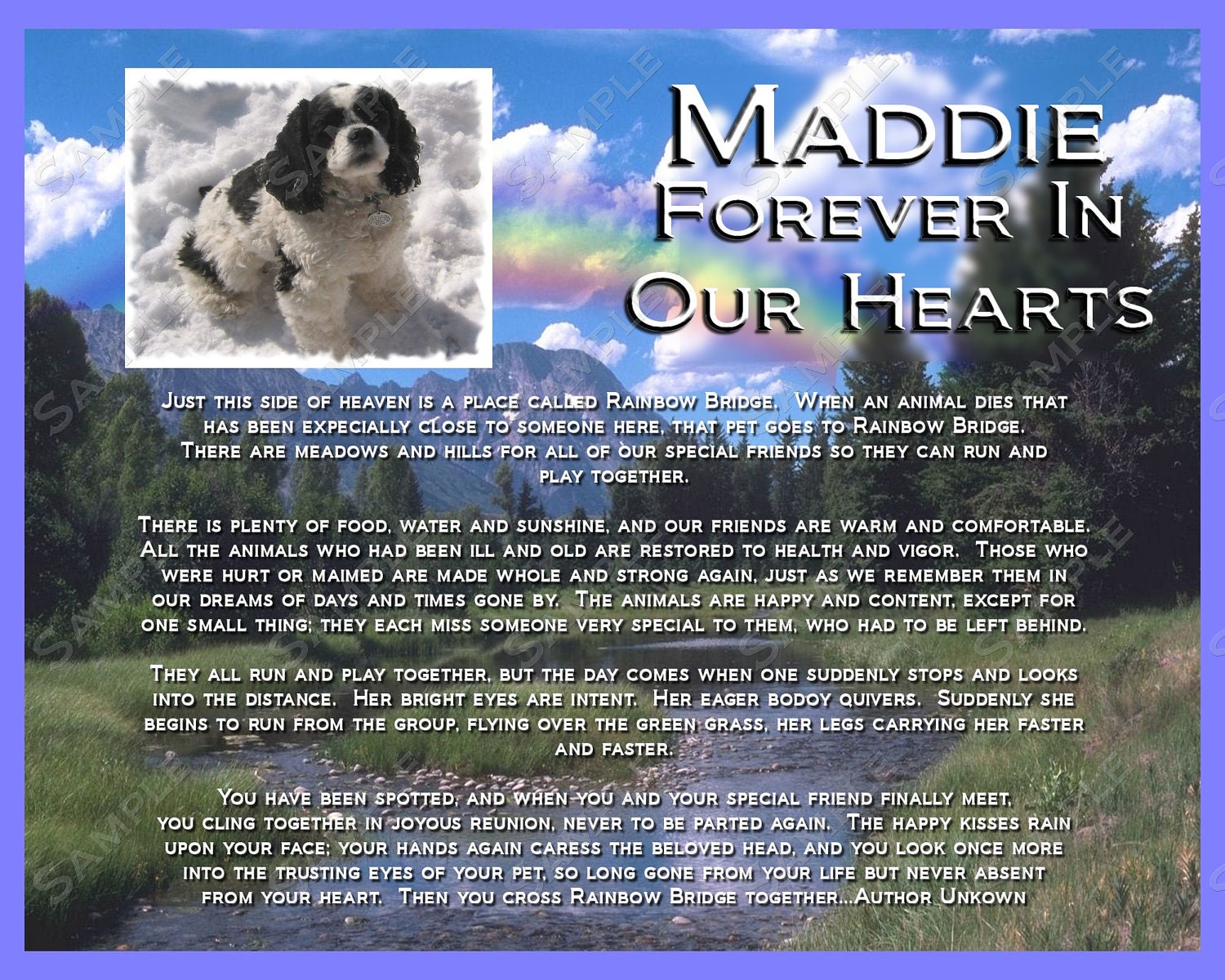 Rainbow Bridge Pet Memorial for Your Pet Dog Cat or any Pet 8