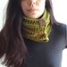 Green chunky cowl, hand knit scarf, neck warmer with buttons - for autumn and winter season