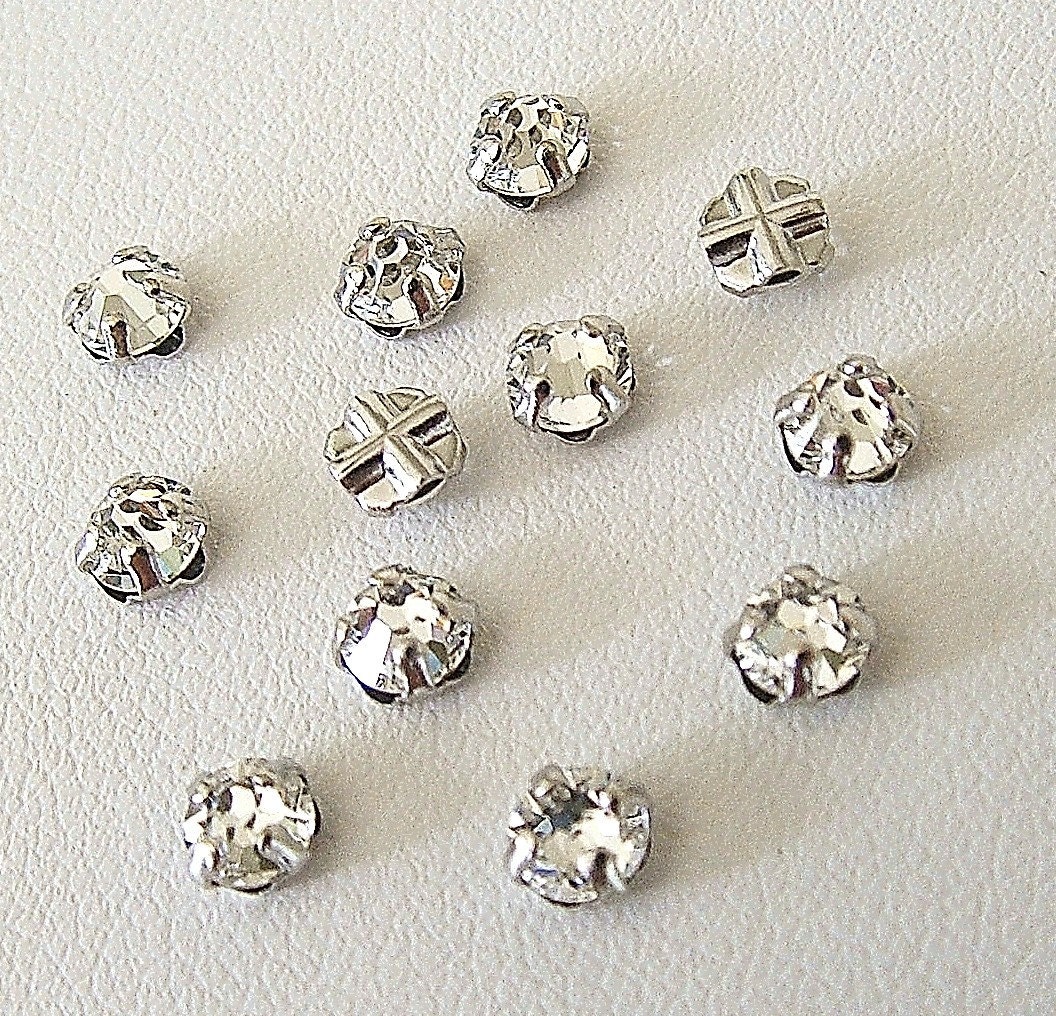 3.9mm Clear Flatback Swarovski Rose Montees Silver Plated