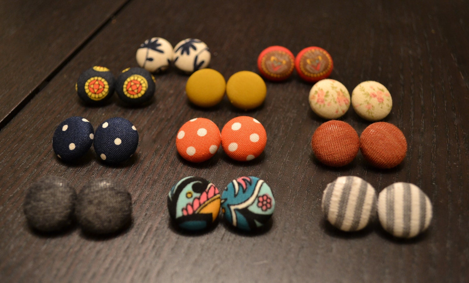 Fabric Button Earrings