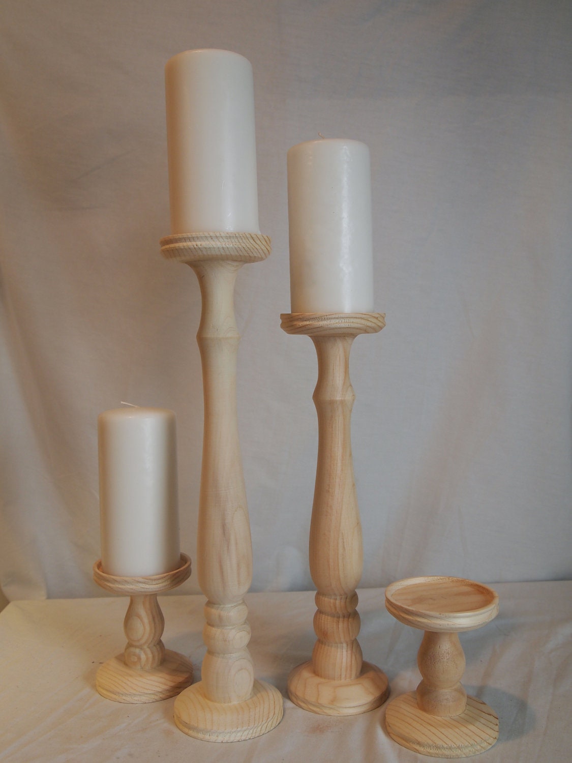 Unfinished Tall Pillar Candle Holder Set of 4