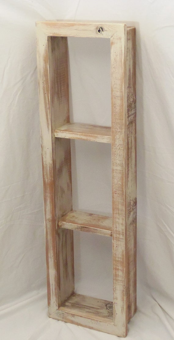 White wooden shadow box shelf by TheBaloneyBros on Etsy