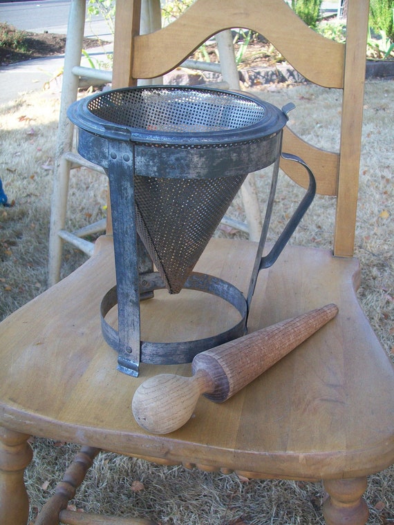 Vintage Berry smasher seed strainer colander with original