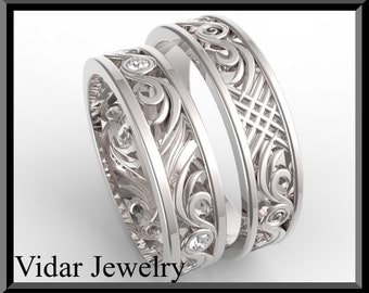 His and Hers Wedding  BandsMatching Wedding Bands  SetDiamond