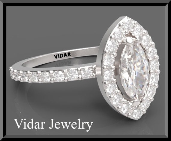 Marquise Diamond Engagement Ring-Halo, UNIQUE, Pave ,Weddings,Luxury ...