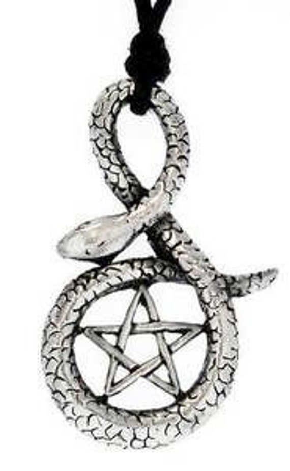 Pewter Snake Pentagram Gothic Pagan Wiccan Pentacle Pendent