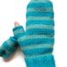 Turquoise Striped Texting Mittens with Thumb Flap