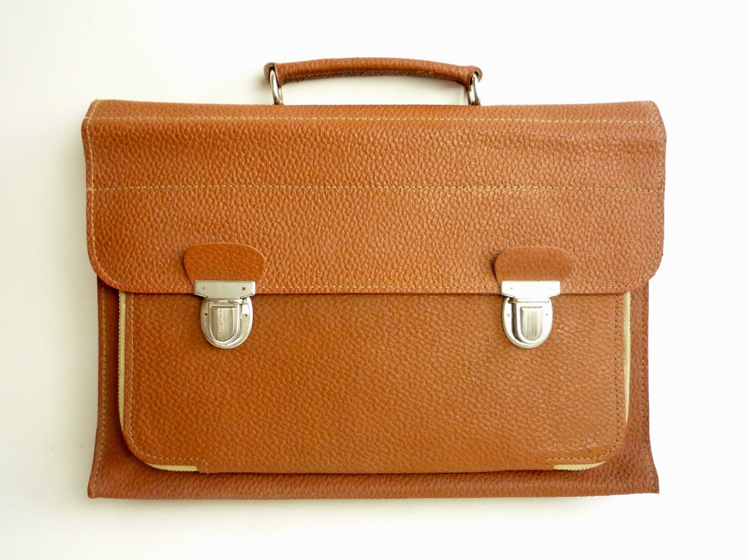 Vintage Leather School Bag Briefcase Satchel 1970s