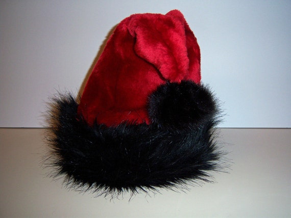 Gorgeous red Santa hat with black fur trim.