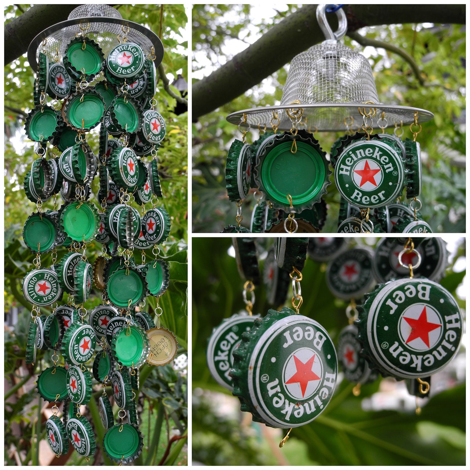 Heineken Custom Handmade Recycled Beer Bottle Cap Green Wind